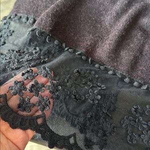 Elegant Black Scarf with 3D Floral Lace Embellishment and Pom Pom Trim